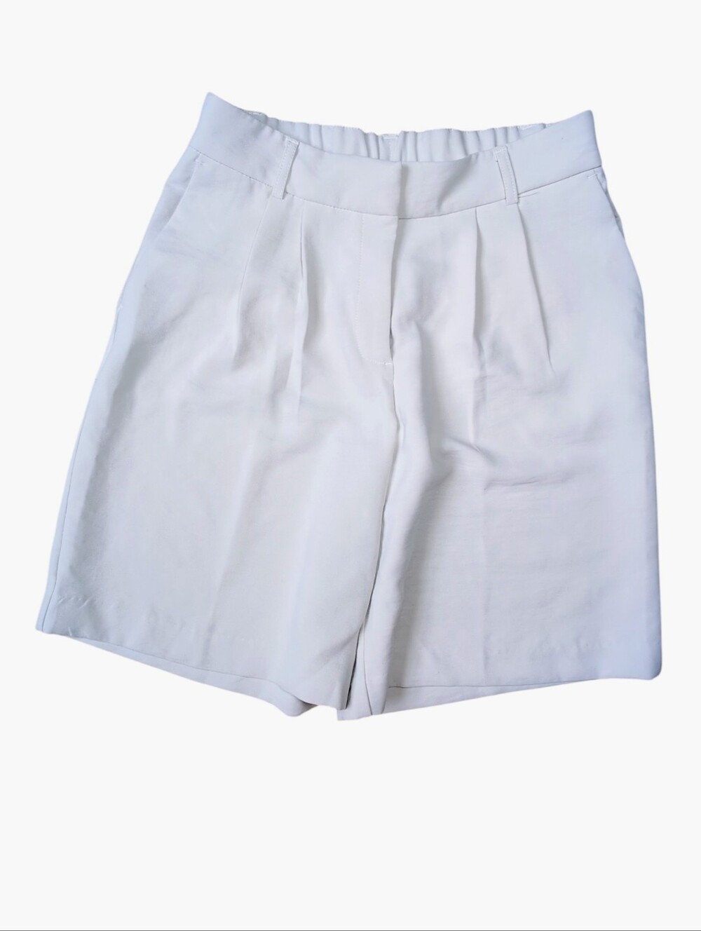 Maison d' Amelie High Waist Pleated Front Dress Shorts Taupe Beige Womens Size 4